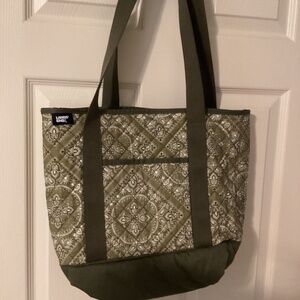 Lands End cotton zip top tote bag